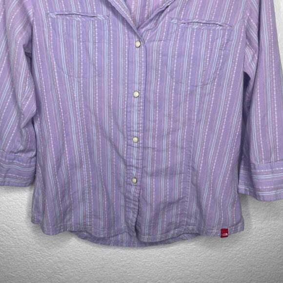 The North Face Womens Top Size M Light Purple Button Down 3/4 Sleeve Shirt - Picture 6 of 15